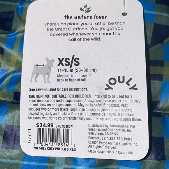 NEW XS/S dog coat with fur inside reversible - Picture 3 of 5